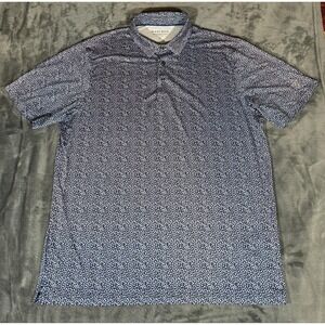 Maelreg Polo Shirt Mens XL Blue Geometric Print Golf Performance Stretch Jersey